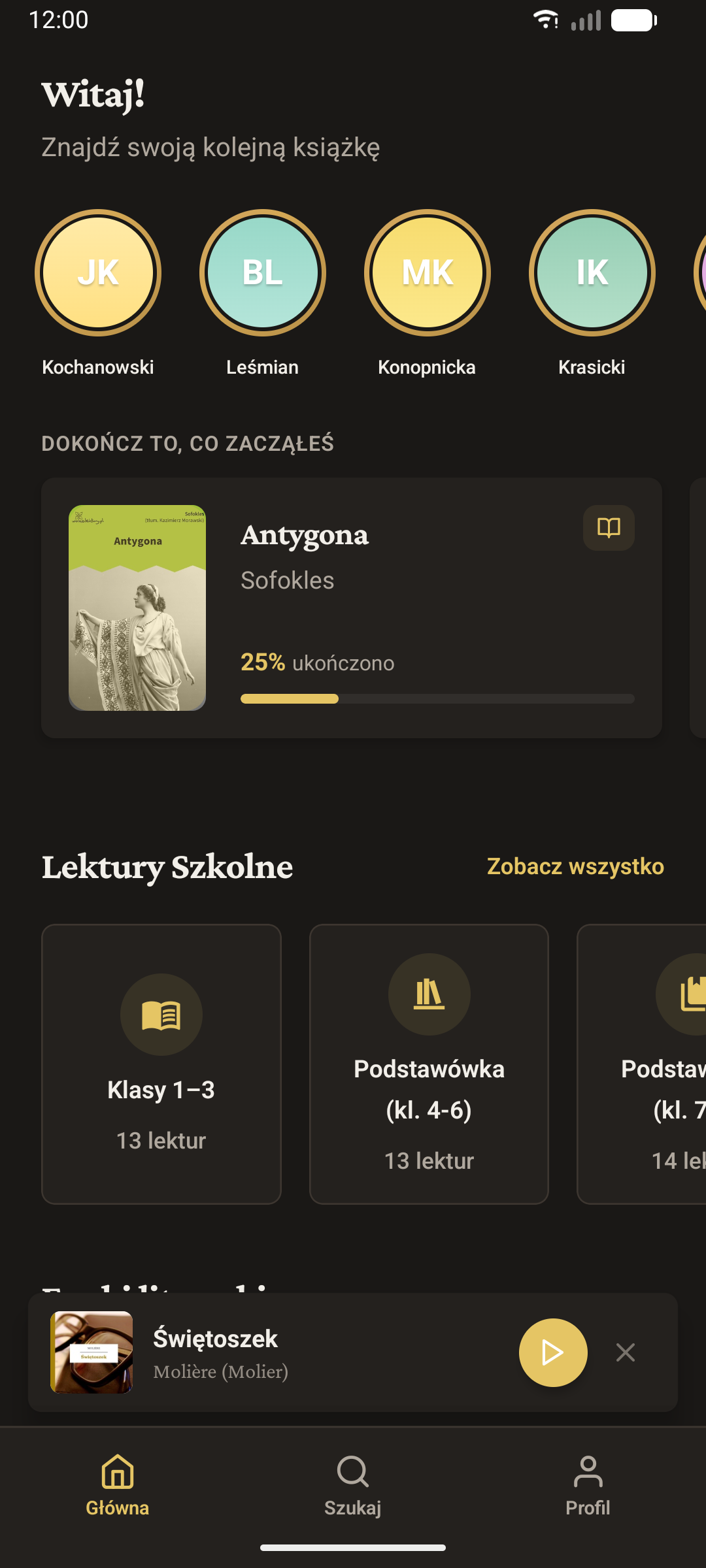Literum w trybie ciemnym